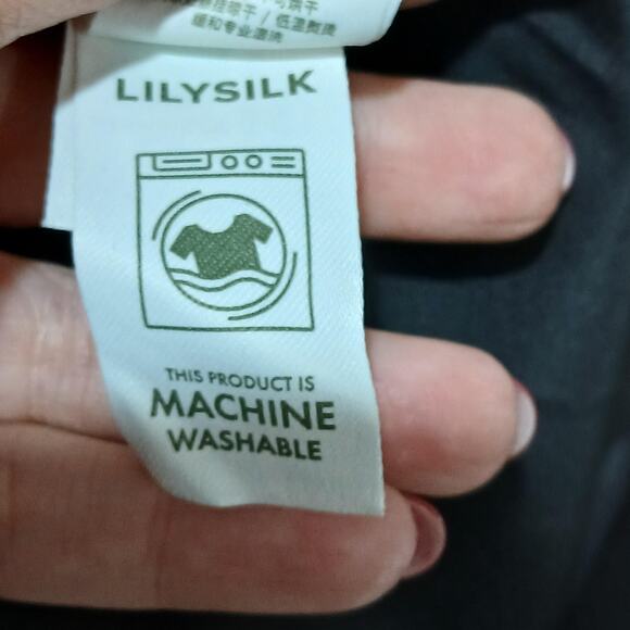 LILYSILK Pajama Set Womens Large Black 100% Mulberry Silk Machine Washable NWT - Picture 15 of 16